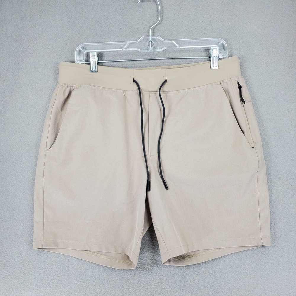 Western Rise Performance Shorts Mens 32 Tan Boundless Drawstring Elastic Waist